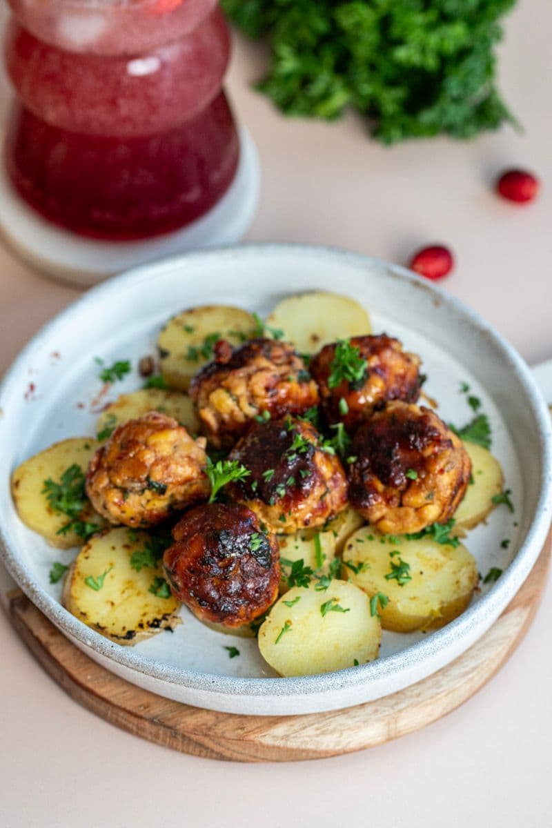 Cranberry-Glazed Tempeh 'Meatballs'