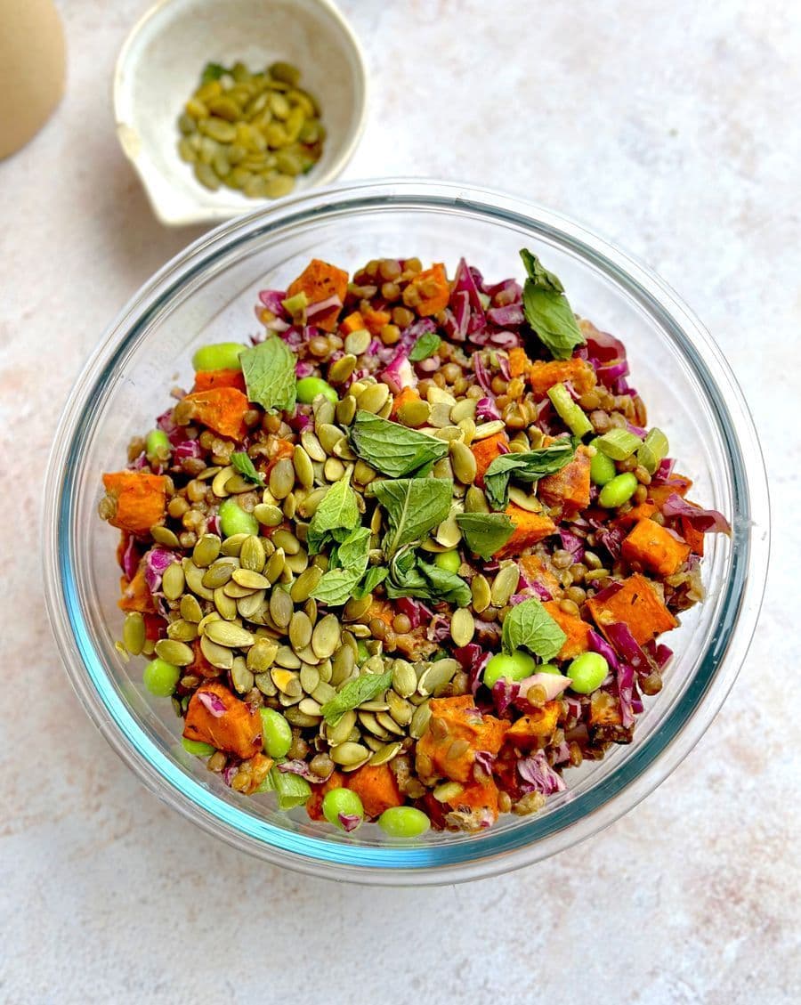 Lentil sweet potato salad
