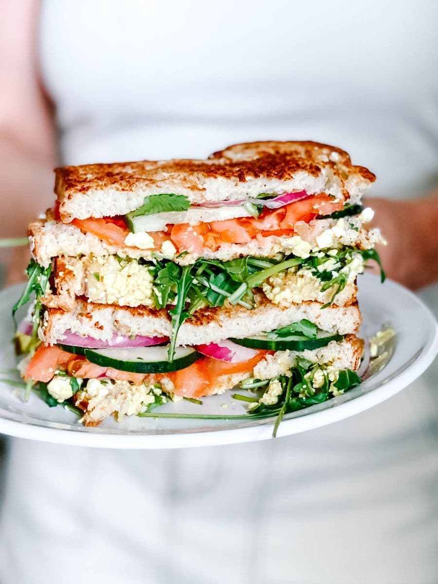 Tofu Scramble Club Sandwich
